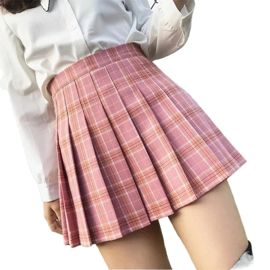 Pleated Skirt 2021 Summer Sexy High Waist Skirt Cute Girls School MiniSkirt Fashionable Women Plaid Skirts  XS-2XL J168